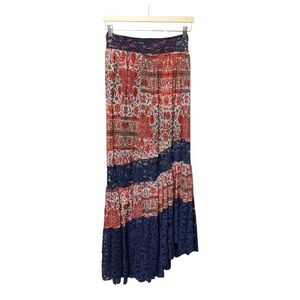 Urban Outfitters Ecote boho lace maxi skirt patchwork print asymmetrical hem 2